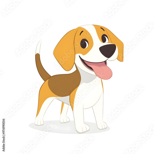 A Playful and Cheerful Beagle Portrait with Wagging Tail in Pastel Colors