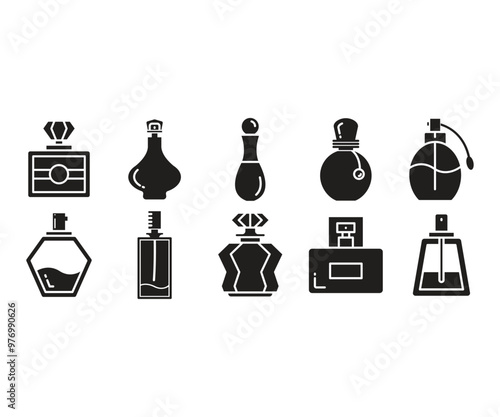 perfume bottle icons set vector illustration