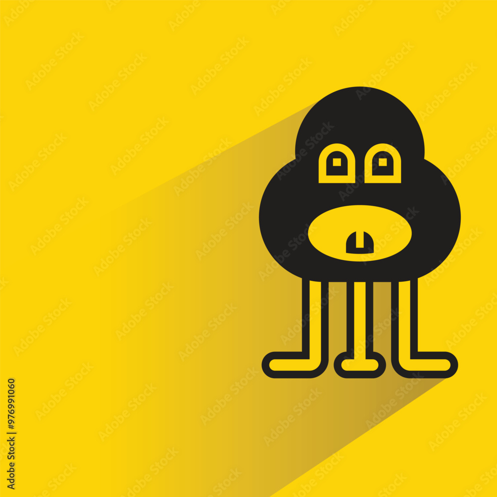 cute monster character with shadow on yellow background cute monster character with shadow on yellow background