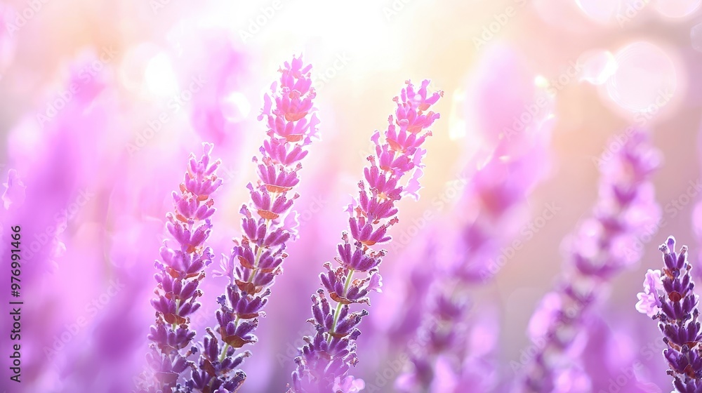 Obraz premium Lavender Flowers in Soft Sunlight Close Up