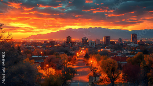 A vibrant cityscape with a ...