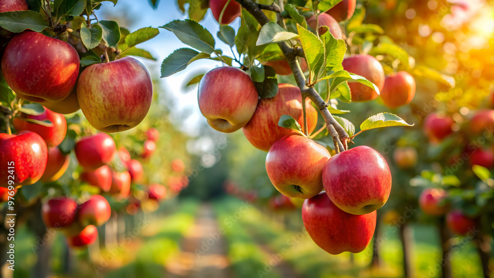 Organic apples hanging from a tree branch in an apple orchard, organic, apples, hanging, tree branch, orchard, fresh, ripe Organic apples hanging from a tree branch in an apple orchard, organic, apples, hanging, tree branch, orchard, fresh, ripe