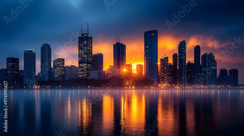 A vibrant sunrise illuminat...