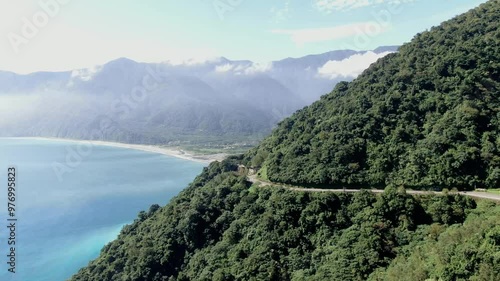 A section of Suhua ocean road connecting Hualien city and Yilan city on Taiwan east coast. photo