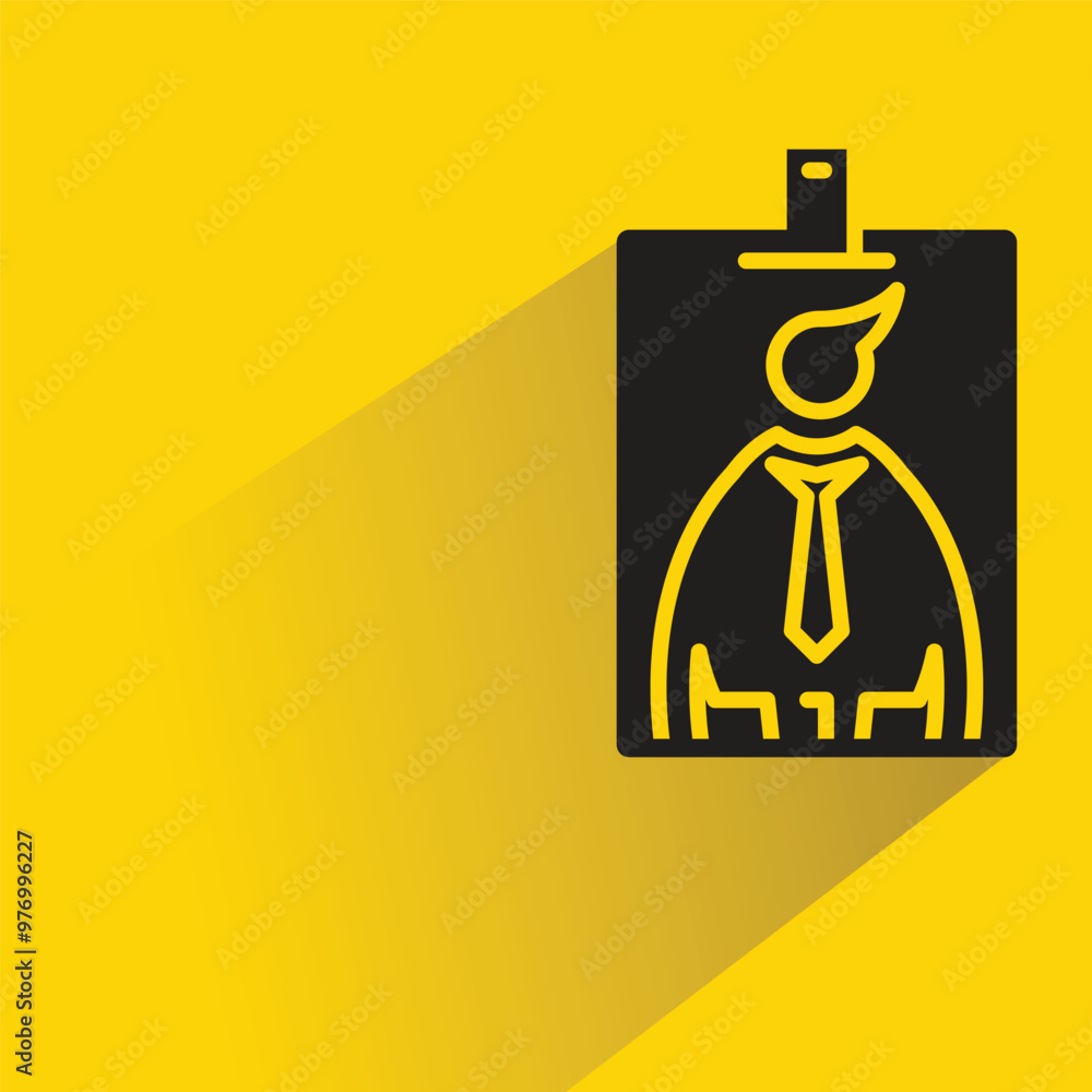 id card icon with shadow on yellow background id card icon with shadow on yellow background