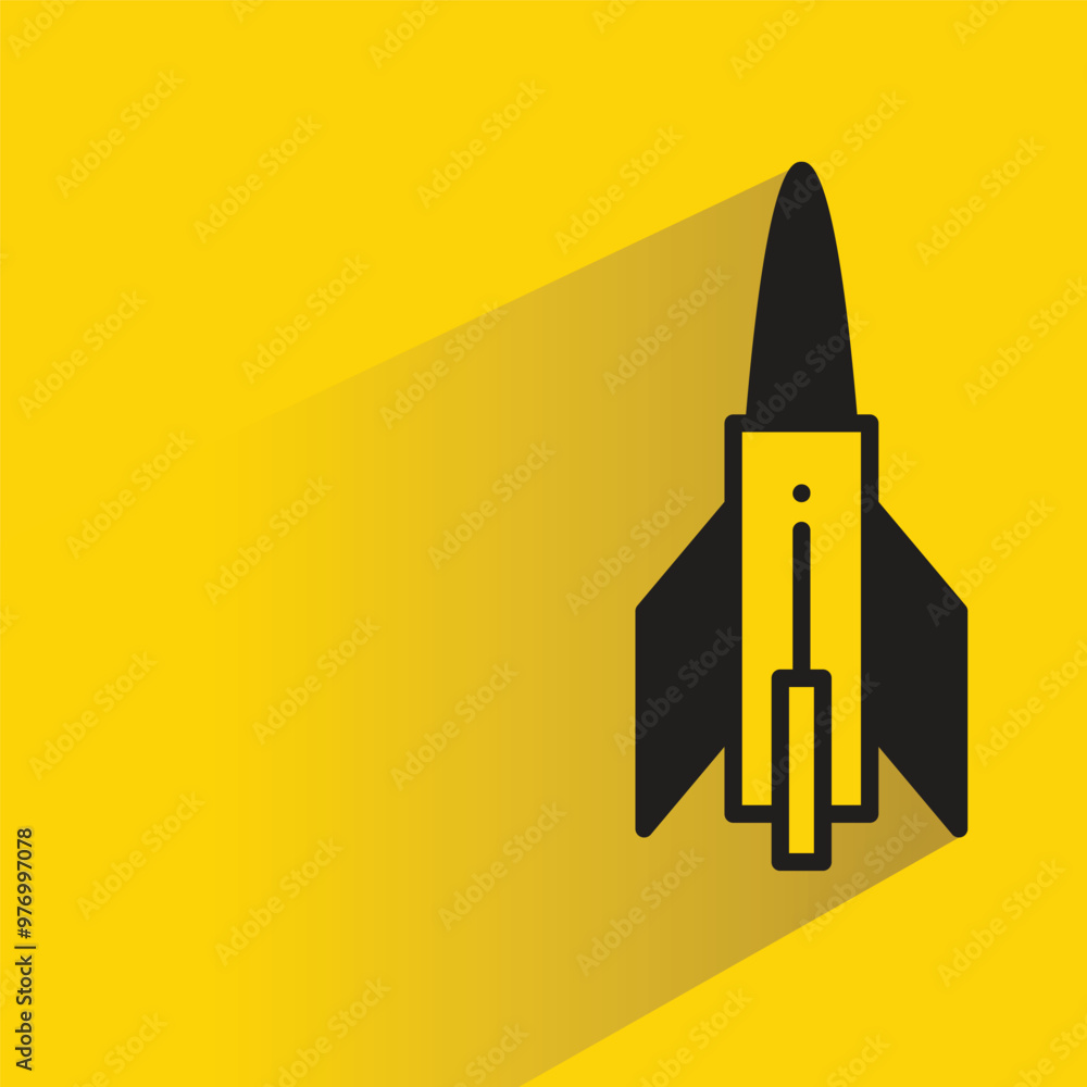missile icon with shadow on yellow background missile icon with shadow on yellow background
