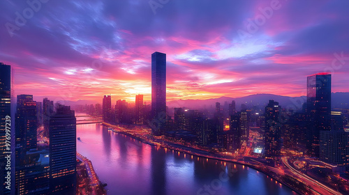 A vibrant sunrise paints th...