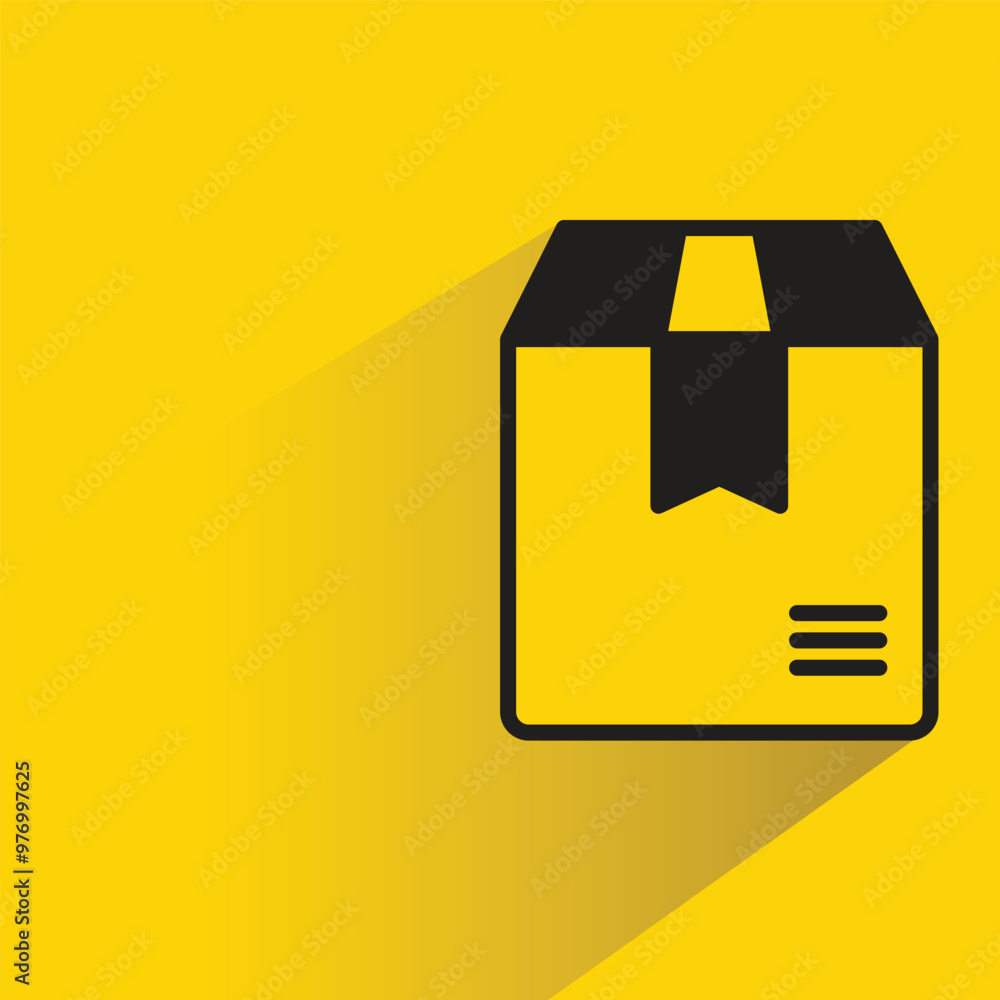 carton box icon with shadow on yellow background carton box icon with shadow on yellow background