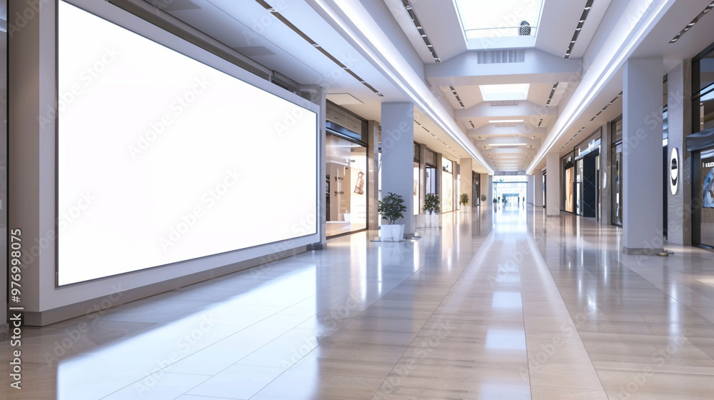 Public shopping center mall or business center with high big advertisement board space as empty blank white mockup signboard with copy space area for sale and offers advertisements Public shopping center mall or business center with high big advertisement board space as empty blank white mockup signboard with copy space area for sale and offers advertisements