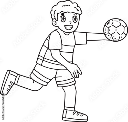 Handball Player Running with the Ball Isolated 