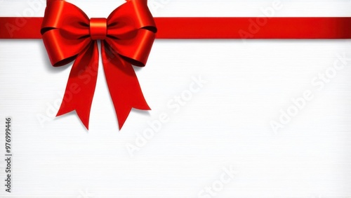 Decorative red bow with horizontal red ribbon. Vector bow for page decor isolated on white