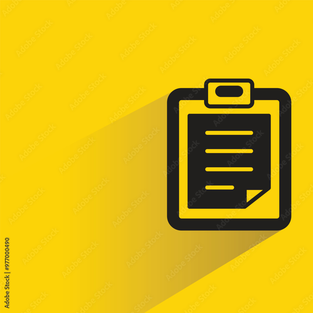 document clipboard icon with shadow on yellow background document clipboard icon with shadow on yellow background