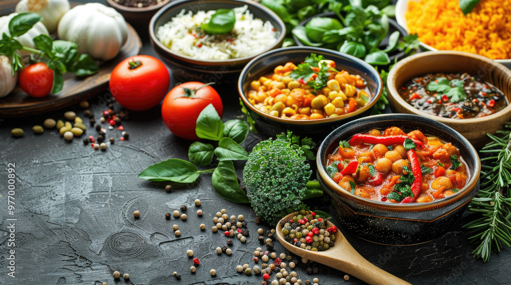 Vibrant Indian Cuisine Feast with Assorted Dishes