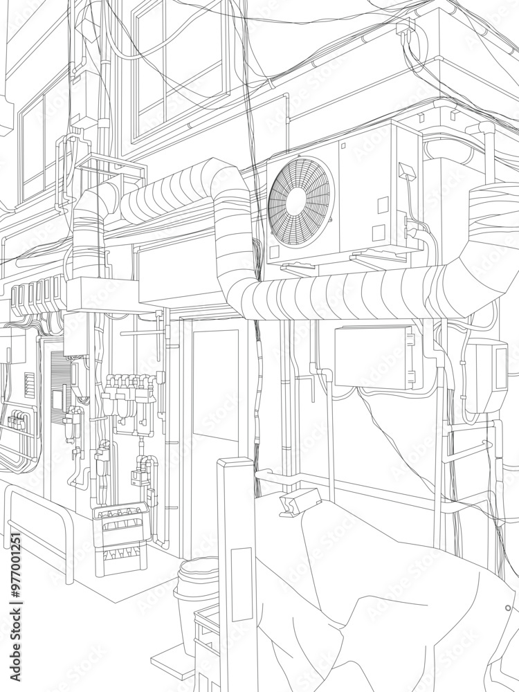 japanese street outline japanese street outline