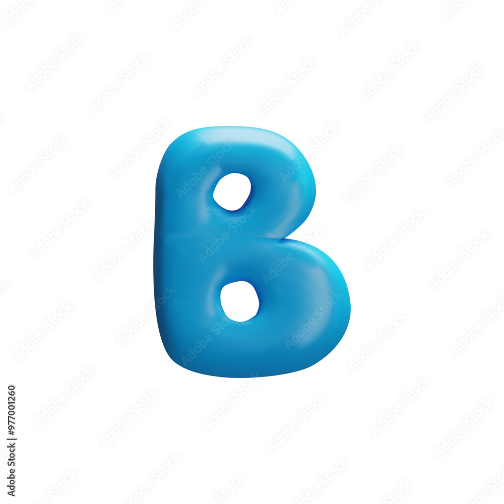 Realistic glossy blue B capital letter of English alphabet, vector 3D volume typographic font symbol plasticine texture Realistic glossy blue B capital letter of English alphabet, vector 3D volume typographic font symbol plasticine texture