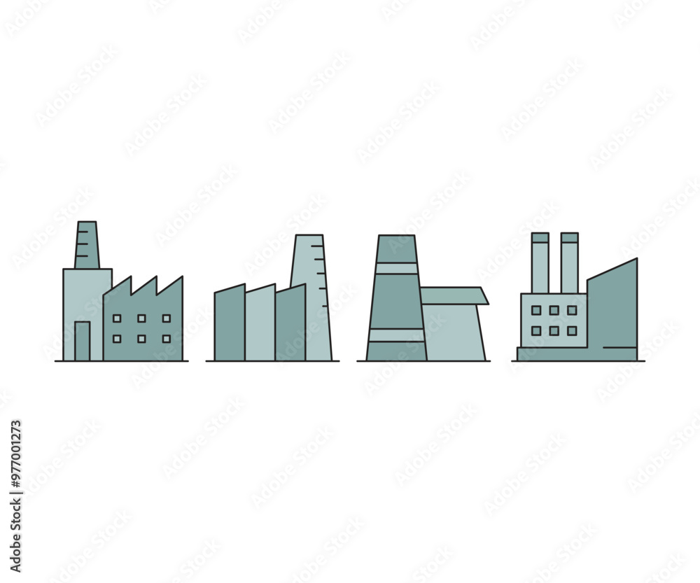 Obraz premium factory building icons set vector illustration
