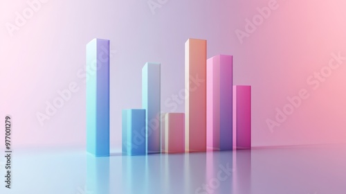 A 3D bar graph with gradient-colored bars and a subtle reflection effect, set against a clean, light-colored backdrop to highlight the data presentation Free Download A 3D bar graph with gradient-colored bars and a subtle reflection effect, set against a clean, light-colored backdrop to highlight the data presentation - GFXLoad