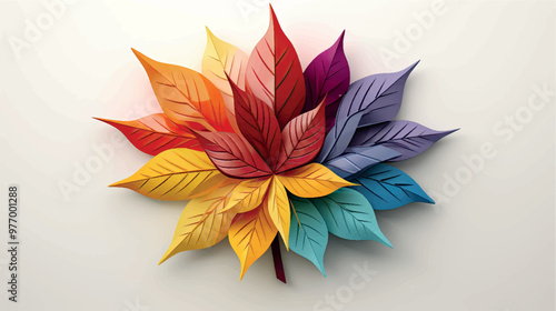 Colorful autumn bouquet on a white background isolate. Bright multi-colored autumn maple leaves composition. Art leaves pattern. Leaf pattern background design. Autumn fallen leaves illustration.