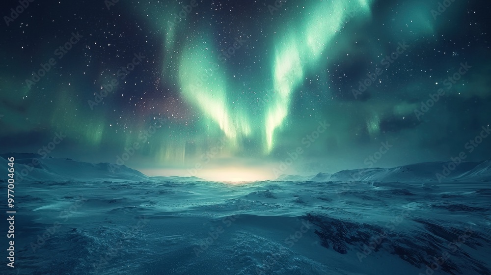 Mesmerizing Aurora Borealis Over a Frozen Arctic Landscape Mesmerizing Aurora Borealis Over a Frozen Arctic Landscape