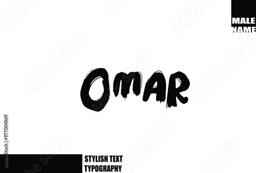 Baby Boy Name In Bold Grunge And Rough Typography Brush Text Omar.