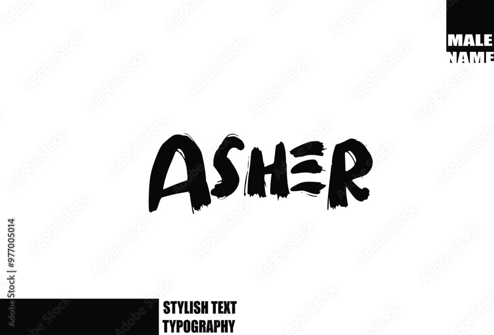 Asher. Baby Boy Name In Bold Grunge And Rough Typography Brush Text Asher. Baby Boy Name In Bold Grunge And Rough Typography Brush Text