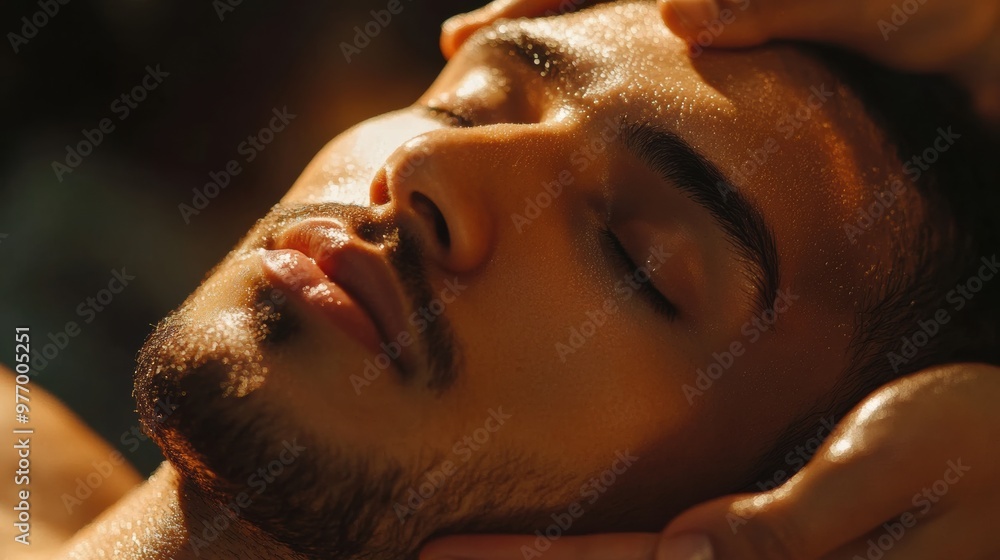 A man getting a facial massage at the spa, AI A man getting a facial massage at the spa, AI