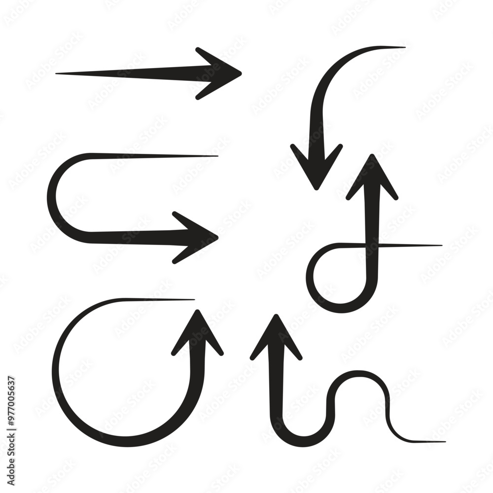 curved and doodle arrows symbols illustration curved and doodle arrows symbols illustration