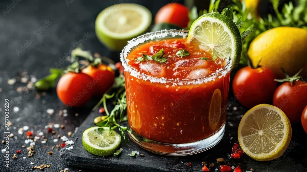 custom made wallpaper toronto digitalChilled Bloody Mary Cocktail with Bokeh Lights