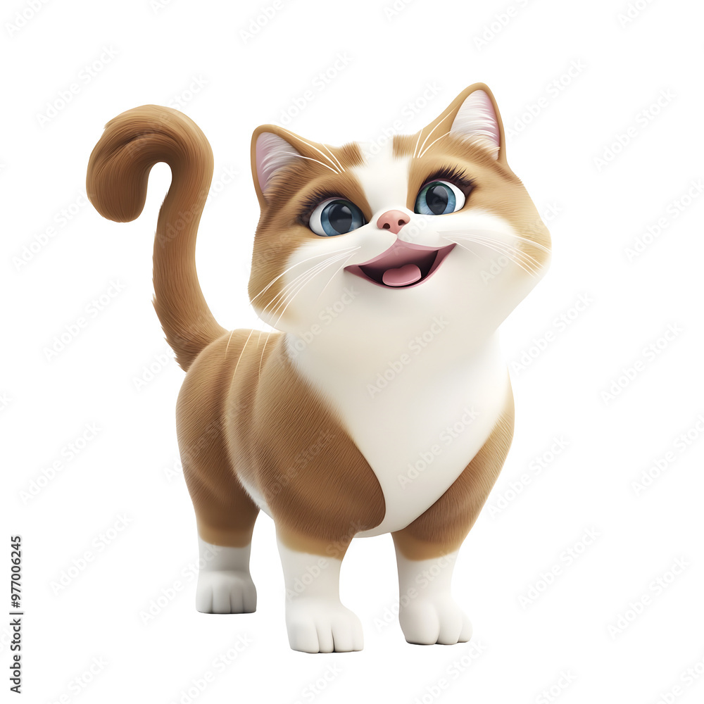 Playful Ragdoll Cat Portrait in 3D Render Style with Wagging Tail Playful Ragdoll Cat Portrait in 3D Render Style with Wagging Tail