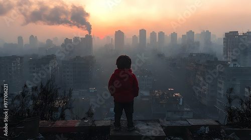 A young child stands on a r...