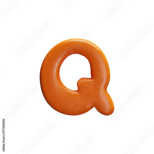 Vector 3D illustration of the English letter g presented in a thick plastic font.