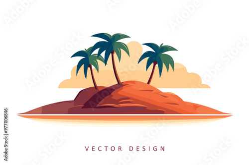 little tropical island minimalist vector design isolated illustration