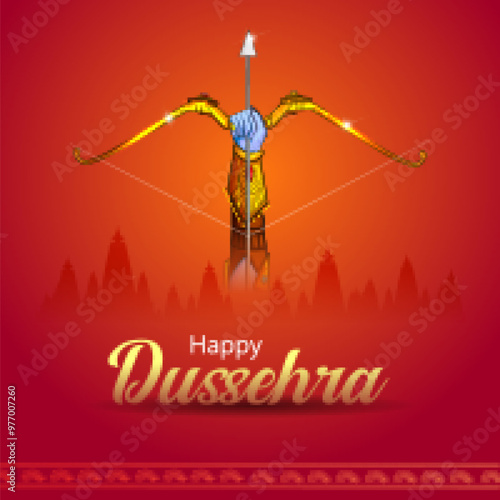 Rama killing Ravana wong Happy Dussehra background showing festival of India photo