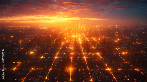 Aerial view of a city at su...