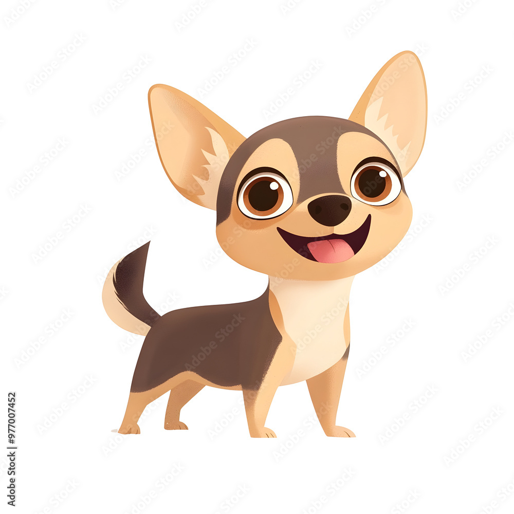 Playful Chihuahua with Wagging Tail in Pastel Portrait on White Background Playful Chihuahua with Wagging Tail in Pastel Portrait on White Background