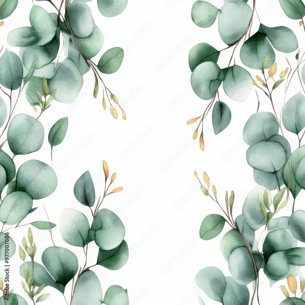 Obraz premium An aquarelle leaf for background, texture, frame, or border, with linden leaves in a watercolor style. Seamless background pattern. Fabric wallpaper print texture.