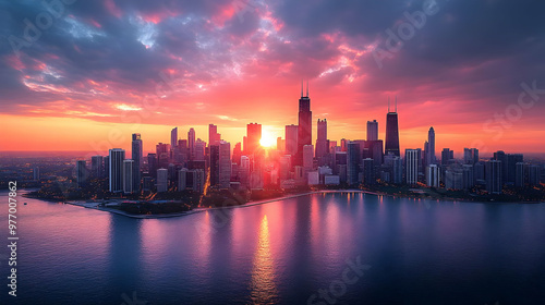 Aerial view of a city skyli...