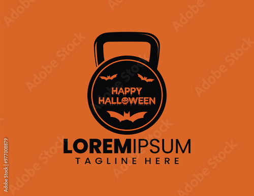 kettlebell and Halloween illustrations vector logo