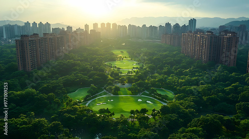 Aerial view of a golf cours...