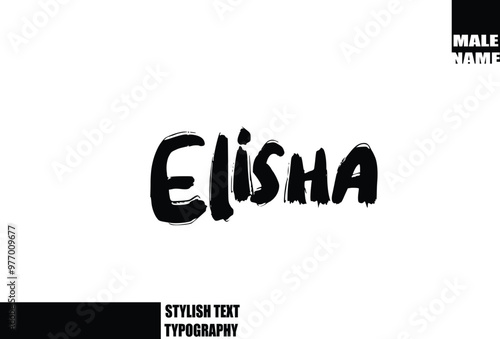 Bold Grunge And Rough Brush Text Typography Of Baby Boy Name Elisha photo