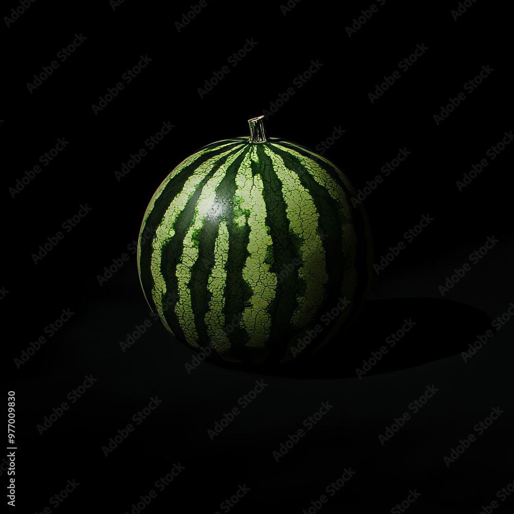 Close-up macro photo of a dark background watermelon Close-up macro photo of a dark background watermelon