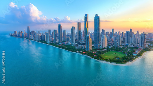 Aerial view of a modern cit...
