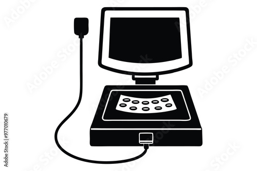 Ultrasound Machine Silhouette, Medical Equipment Vector, Diagnostic Tool Icon, Healthcare Vector Illustration photo