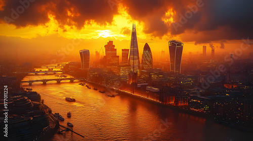 Aerial view of London skyli...