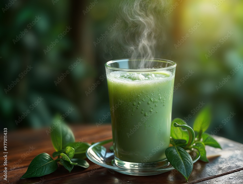 thai green milk shake in cup. Generative AI thai green milk shake in cup. Generative AI