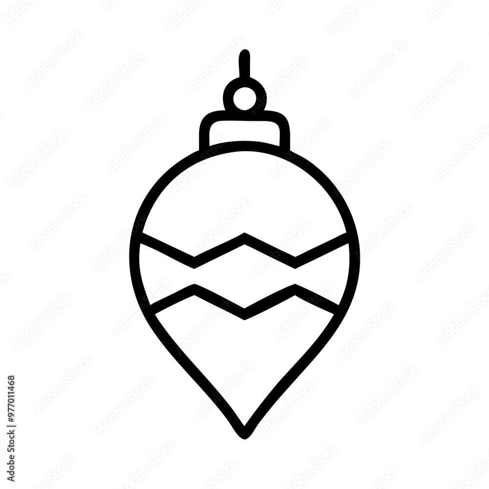 Christmas Ornament Icon in Simple Line Style, Black and White, Holiday and Festive Concept Christmas Ornament Icon in Simple Line Style, Black and White, Holiday and Festive Concept