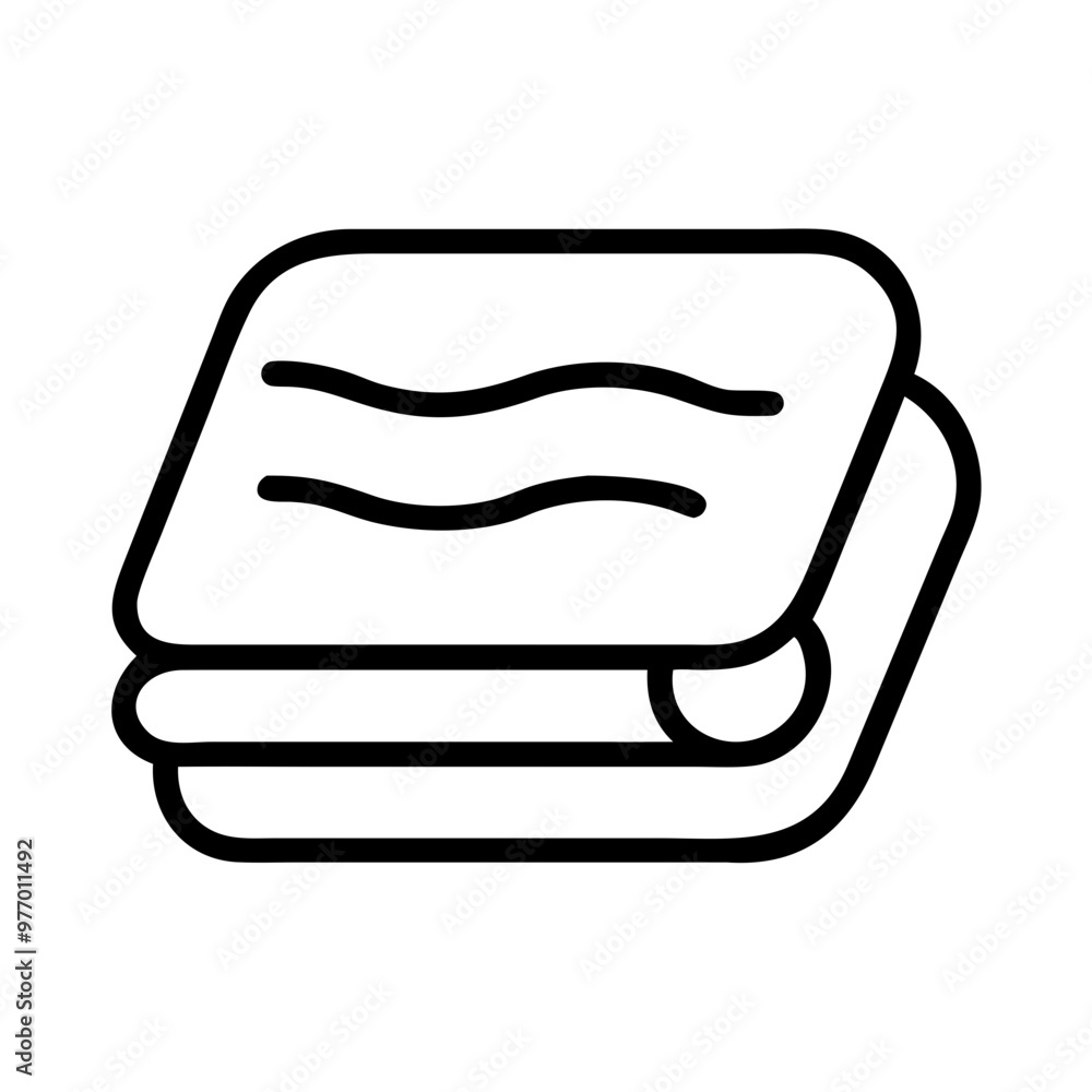 Folded Blanket Icon in Simple Line Style, Black and White, Comfort and Winter Concept Folded Blanket Icon in Simple Line Style, Black and White, Comfort and Winter Concept