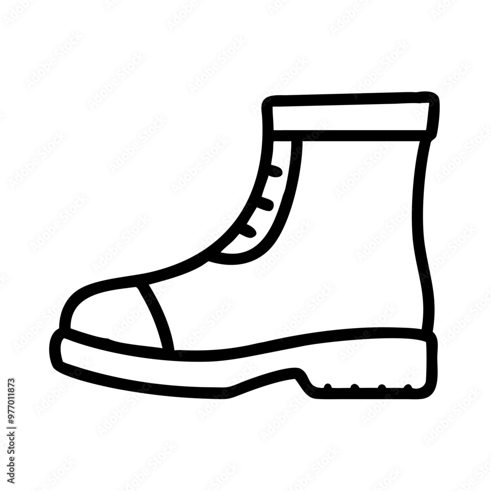 Boot icon, black and white, minimalist winter footwear Boot icon, black and white, minimalist winter footwear