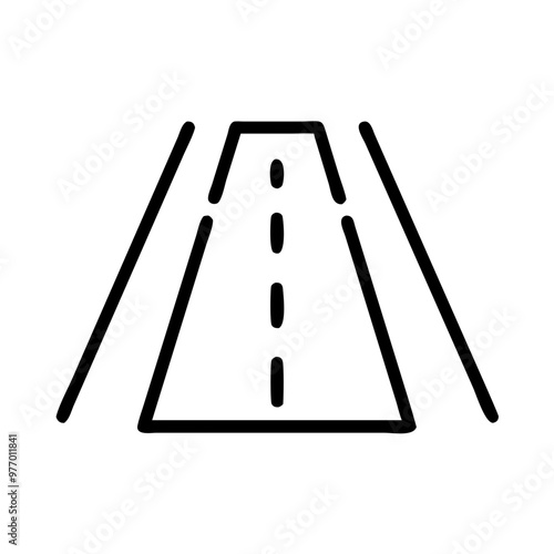 Straight road icon, black and white, minimalist travel symbol