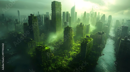 An abandoned city overgrown...